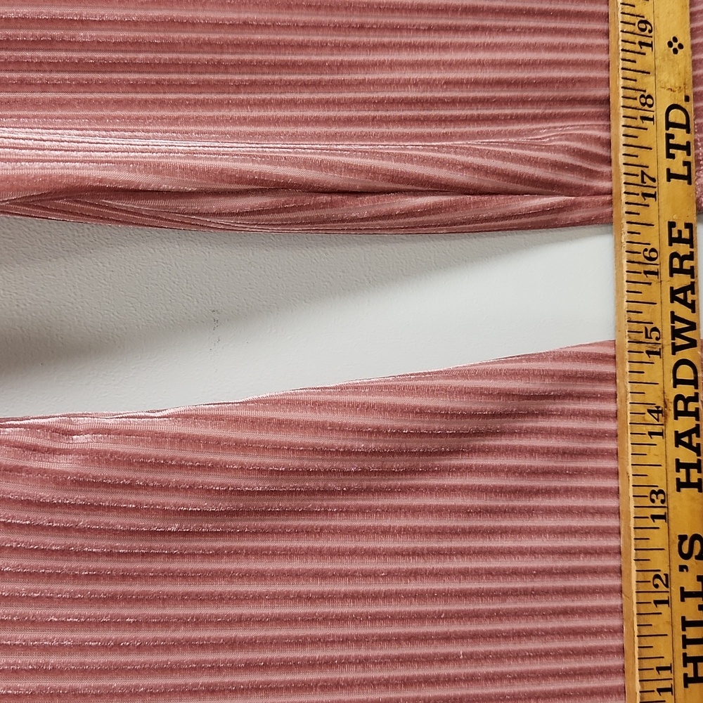 Dynamite Pink Ribbed Velvet Midi Dress – Long Sleeve Bodycon - Picture 14 of 15